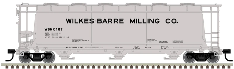 Atlas Master Line HO 20007184 3-Bay Cylindrical Hopper, Wilkes-Barre Milling Co. #105 1 Atlas Master Line HO 20007184 3-Bay Cylindrical Hopper, Wilkes-Barre Milling Co. #105